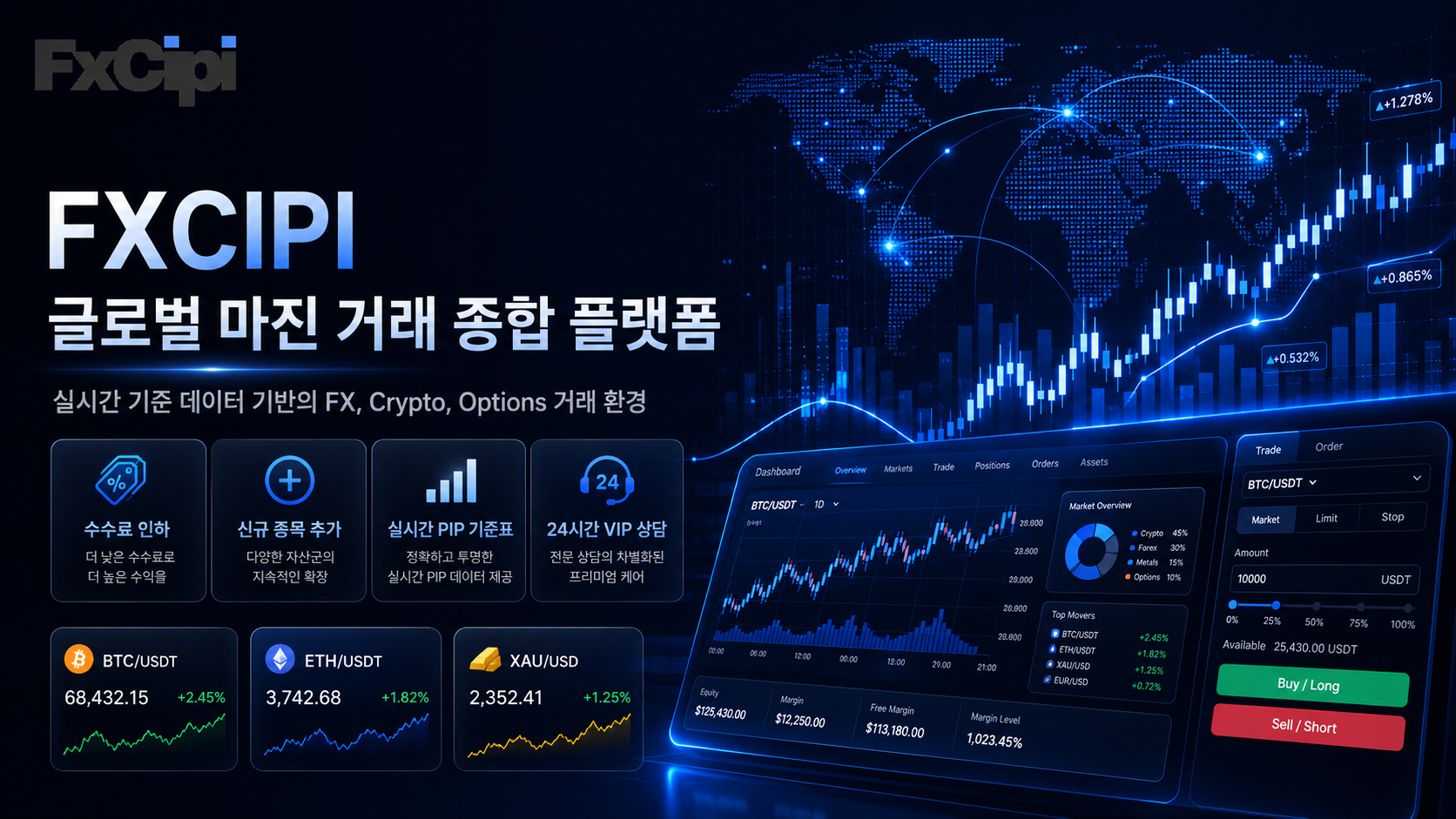 FXCIPI 글로벌 마진 거래 종합 플랫폼 메인 이미지